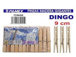 PINZA DE TENDER MADERA GIGANTE DINGO 12 UNIDADES