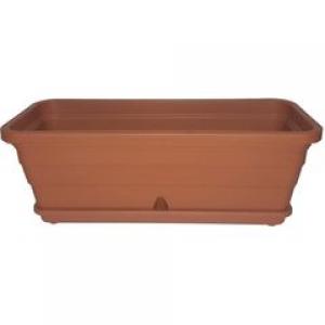 JARDINERA CON PLATO TERRACOTA 50X20X19 CM.