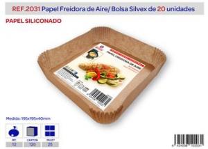 PAPEL FREIDORA DE AIRE 195X195X40 SILICONADA 20 UN