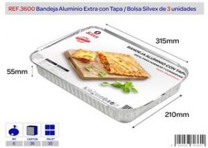 BANDEJA ALUMINIO EXTRA + TAPA, 3 UNIDADES 3600