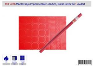 MANTEL ROJO ROLLO IMPERMEABLE 1.20 X 5 M. 3716