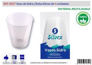 VASO SIDRA PLASTICO 600 CC. LOTE 4 UNIDADES 6557