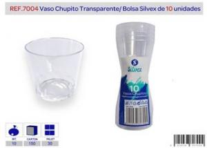 VASO CHUPITO TRANSP. PLASTICO, 10 UNIDADES  7004