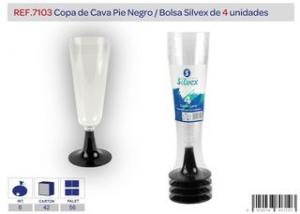 COPA DE CAVA 4 UDS. PIE NEGRO REF.7103