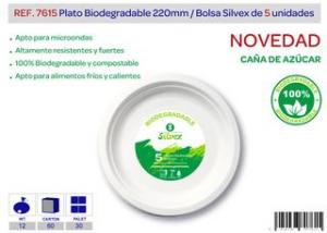 PLATO BIODEGRADABLE 220 MM. 5 U. CANA DE AZUCAR