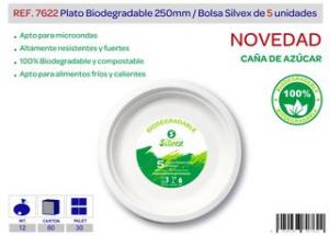 PLATO BIODEGRADABLE M250 MM. 5 U. CANA DE AZUCAR