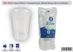 VASO 500 CC. TRANSPARENTE, 8 UNIDADES REF 9503