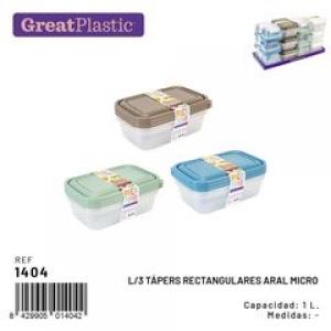 FIAMBRERA RECTANG. 3 UNIDADES ARAL MICRO 1 L. 1404