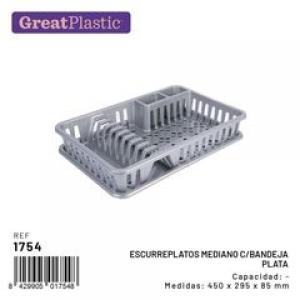 ESCURREPLATOS CON BANDEJA, PLATA REF 1754