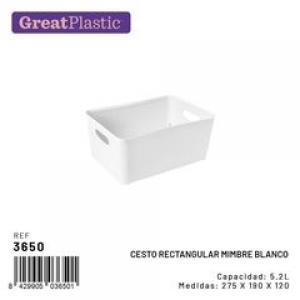 CESTO RECTANGULAR MIMBRE BLANCO 5.2 L. 3650
