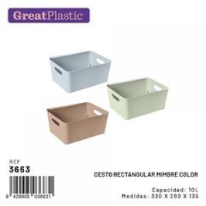 CESTO RECTANGULAR MIMBRE COLOR 10 L. 3663