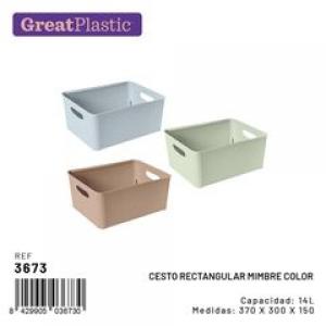 CESTO RECTANGULAR MIMBRE COLOR 14 L. 3673
