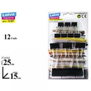 PINZAS SUJETAPAPELES 12 UNIDADES 31387