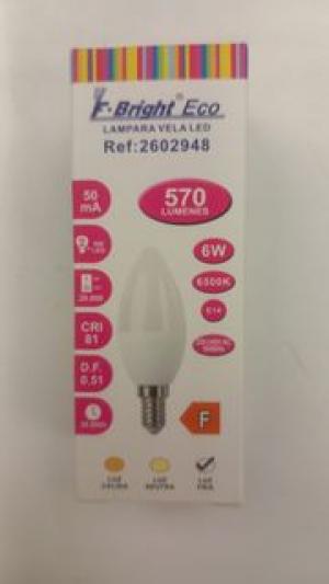 BOMBILLA LED VELA 6W E14 LUZ FRIA EN CAJA