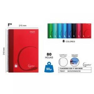 CUADERNO FOLIO ESPIRAL TAPA DURA CUADROS PB001