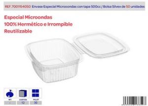 RECIPIENTE MICRO 500 CC. CON TAPA 50 UNIDADES