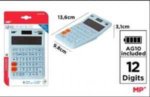 CALCULADORA SOLAR Y PILAS AZUL PE032-03
