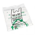 BOLSA CAMISETA 50X60 BLANCA 70% RECICLADO 50 UNIDA