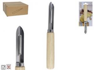 PELADOR COCINA ACERO MANO MANGO MADERA 18X1.5 CM.