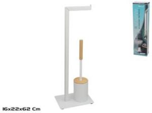 PORTARROLLOS + ESCOBILLA AMPU 22X16X62 CM. BLANCO